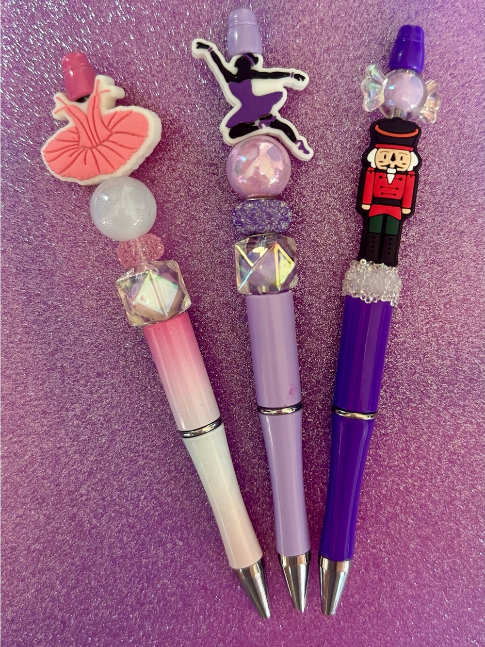 Ballet and Nutcracker Ballpoint beaded Pen Set of 3 Handmade
